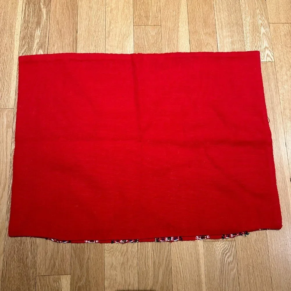 Vintage Red Embroidered Pillow Case Multicolor 23 x 17.5 Inch